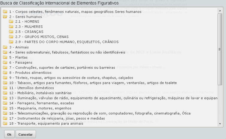 53 Como forma de auxiliar o usuário na busca pela classificação que melhor corresponde ao elemento figurativo objeto do pedido, o formulário apresenta ferramentas de pesquisa e seleção de tais