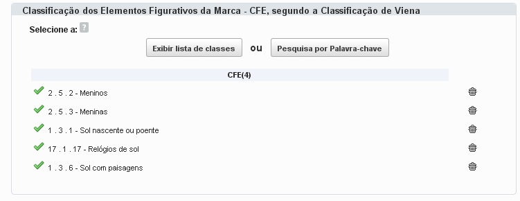 56 O usuário poderá remover as classificações, a qualquer momento antes do envio do formulário, clicando no ícone que consta ao lado direito de cada uma.