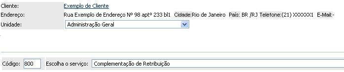 95 11. Complementação de Retribuição Utilize o código de serviço 800 Complementação de Retribuição sempre que necessite complementar qualquer taxa/retribuição.