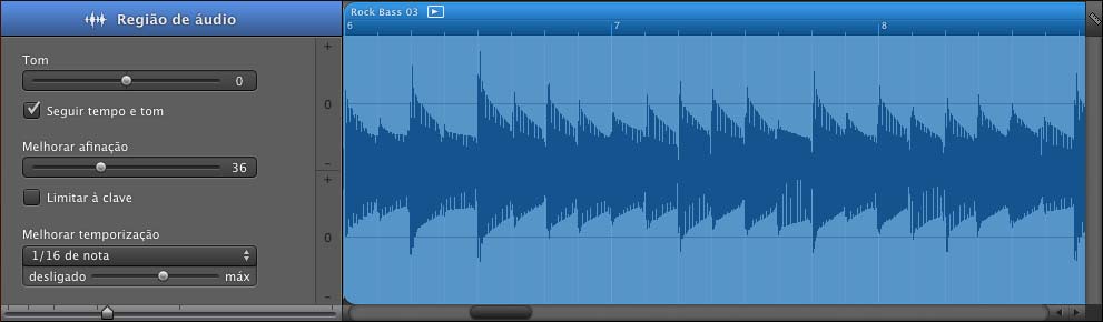 Editor O editor, tal como um microscópio, permite uma visualização ampliada das regiões de uma faixa. No editor, é possível editar regiões de Instrumentos reais e de Instrumentos de software.