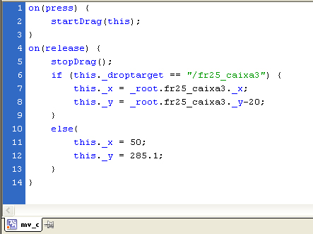 L I C Ã O 3 Este código é que permitirá que o símbolo mv_c se possa arrastar e, caso esteja dentro do objecto chamado fr25_caixa3, seja inserido neste último. É importante que o compreenda.