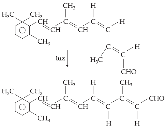 15 (UFF-RJ) O aldeído abaixo apresentado é derivado da vitamina A e está presente nas células da retina do olho humano.