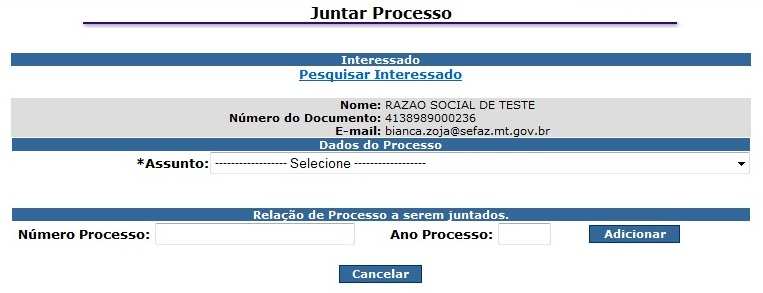 3 1.6 Selecione o Assunto do novo