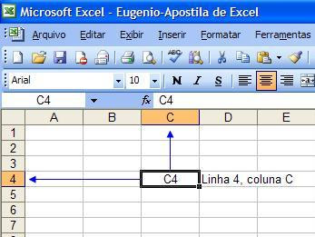 Um valor constante é normalmente um número (incluindo uma data ou hora) ou texto, mas pode também ser um valor lógico ou valor de erro. Veja a figura a seguir. Colunas Linhas Célula Figura 1 2.