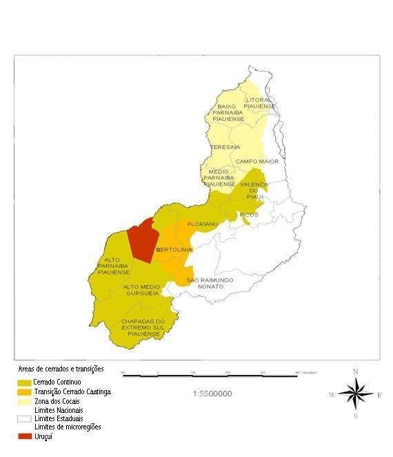 42 Figura 3: Distribuição geográfica dos cerrados no Piauí.