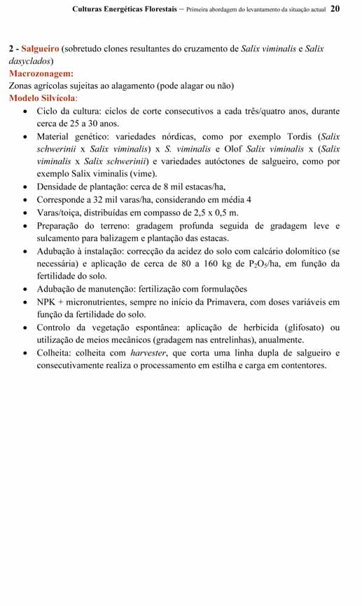 Anexo XII Culturas energéticas florestais