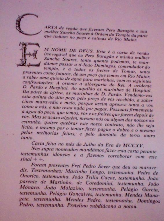 Imagem da transcrição para português actual do documento Doacom de falinas e Rio Mayor.