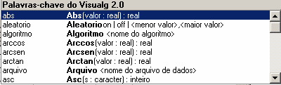 Maiusc (c : caracter) : caracter Minusc (c : caracter) : caracter Numpcarac (n : inteiro ou real) : caracter Pi : real Pos (subc, c : caracter) : inteiro Quad (valor : real) : real Radpgrau (valor :