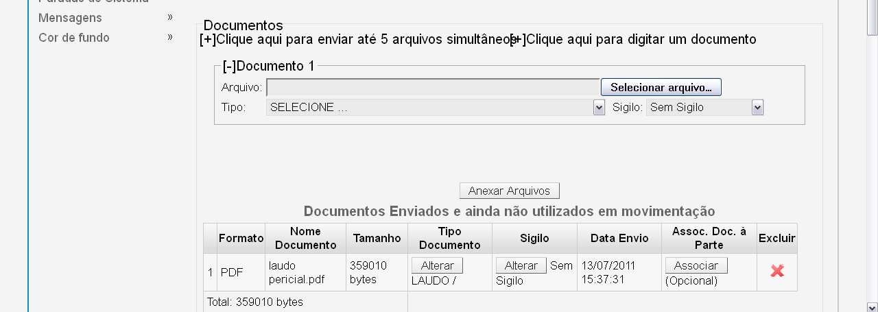 números, espaços e os caracteres _ e -. 2.3) Por fim, clique em ANEXAR ARQUIVOS.