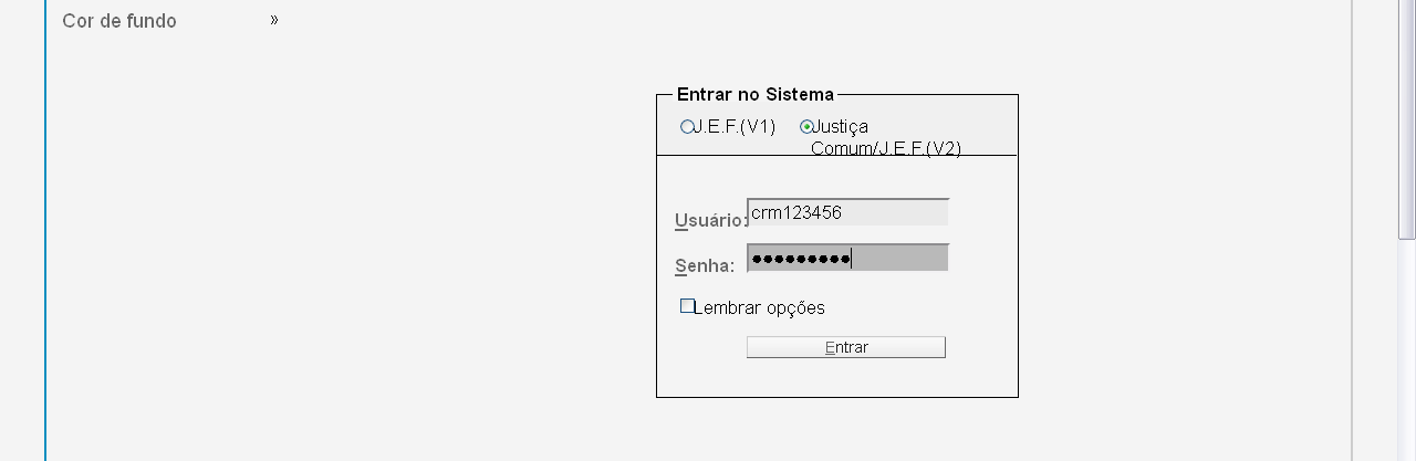 (V2) e digitar seu login de usuário 1 e senha (a senha para o primeiro acesso ao sistema v2 é idêntica ao login de usuário).