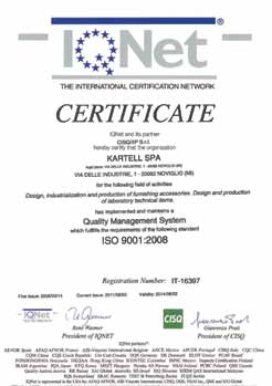 En 2005, la empresa adapta su propio Sistema de gestión de calidad empresarial a la norma UNI EN ISO 9001:2000. En 2008, la empresa renueva el certificado ISO 9001:2000.