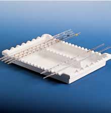 PIPETTE TRAY FOR DRAWER PVC Can accomodate 7 pipettes with overall stem diameter not exceeding 20 mm longitudinally or 16 pipettes with stem diameter not exceeding 10 mm laterally.