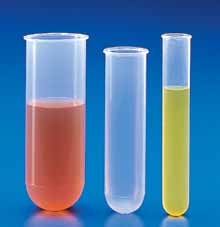 Can withstand temperatures up to 120 C. Rimmed. High chemical resistance. Cannot be used with naked flame. Can also be used as conventional test tubes. Very good translucency.