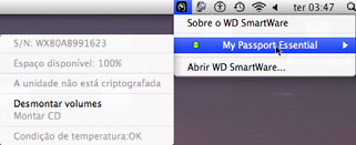 Clique no ícone WD SmartWare para exibir uma lista de unidades e selecione a unidade My Passport: 2.