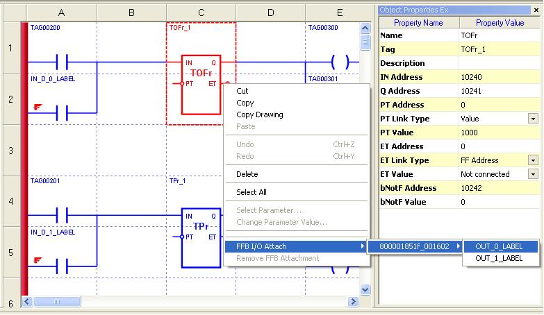 O LogicView for FFB Link de pontos analógicos do FFB com os Blocos Funcionais Existe outro modo de ligar pontos analógicos do FFB com as funções.