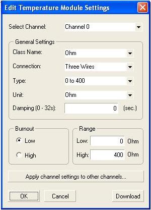 Cada canal, ou ponto, possui configuração independente dos demais (num total de 8). Selecione o canal desejado através da opção Select Channel.