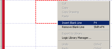 Manual do Usuário Fig 3. 219 Menu Insert/Remove Blank Line As teclas de atalho F4 para inserir uma linha e Shift+F4 para remover uma linha também podem ser utilizadas.