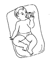 < 30 > Manual para Vigilância do Desenvolvimento Infantil no Contexto da AIDPI Emite sons. Posição da criança: deitada em decúbito dorsal (de costas) na maca ou colchonete.