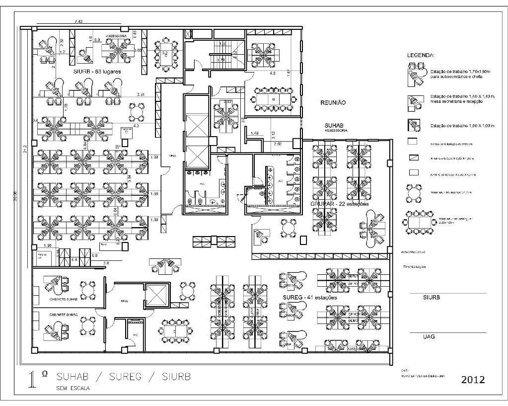 Layout atual do 1º pavimento (maio/2012).