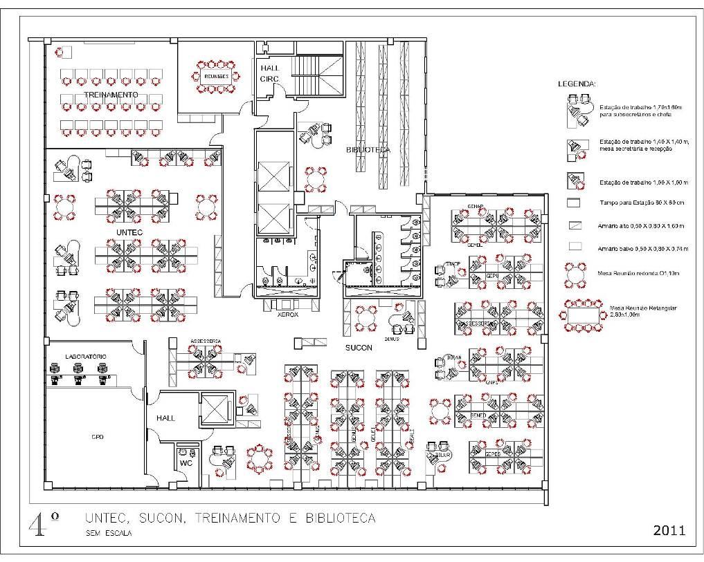 4º PAVIMENTO TIPO: Layout atual do 4º pavimento tipo (maio/2012).