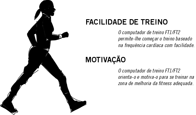 1. BENEFÍCIOS DO SEU COMPUTADOR DE TREINO POLAR FT1/POLAR FT2 Treino baseado na frequência cardíaca A frequência cardíaca é um indicador conveniente, fiável e pessoal da intensidade do seu treino.