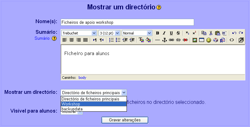 2. Surge o seguinte ecrã: MANUAL DE UTILIZAÇÃO DO MOODLE Figura 22 Página "Mostrar