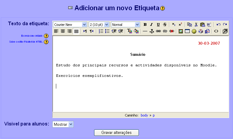 2. Introduza o texto conforme a imagem abaixo e