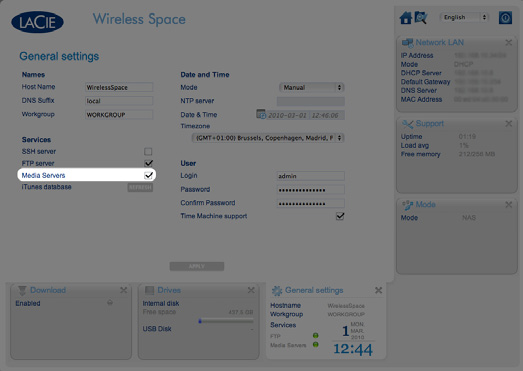 Aceder e transferir ficheiros Manual do Utilizador página 41 3.5.7. Servidor multimédia Poderá ter de configurar o Wireless Space para activar o servidor multimédia UPnP. Siga estes passos: 1.