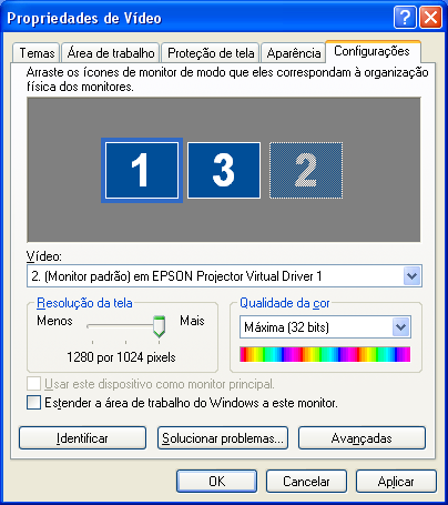 Se o computador tiver vários terminais de saída, os números atribuídos aos terminais virtuais será sequencial relativamente ao número dos terminais físicos. O ecrã Mostrar propriedades fecha-se.