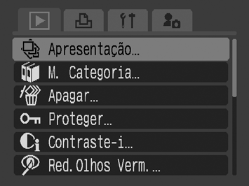 173 Reprodução Automática (Apresentações) Reprodução automática das imagens do cartão de memória.