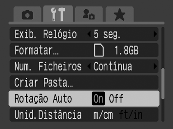 220 Definir a Função Rotação Auto Esta câmara está equipada com um sensor de orientação inteligente que detecta a orientação de uma imagem fotografada com a câmara na vertical, rodando-a