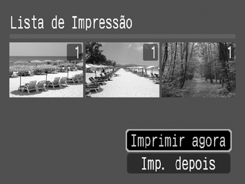 Imprimir 23 Imprimir a partir de uma Lista de Impressão Para adicionar imagens directamente a uma lista de impressão, basta carregar no botão imediatamente após captar ou reproduzir uma imagem.