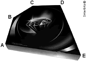 Supondo que AB = 6m e AC = 1,5m, podem ser armazenados na caixa a) 178 litros de água. b) 10 litros de água. c) 1000 litros de água. d) 57 litros de água. 6. (Uerj 011) A embalagem de papelão de um determinado chocolate, representada na figura abaixo, tem a forma de um prisma pentagonal reto de altura igual a 5 cm.