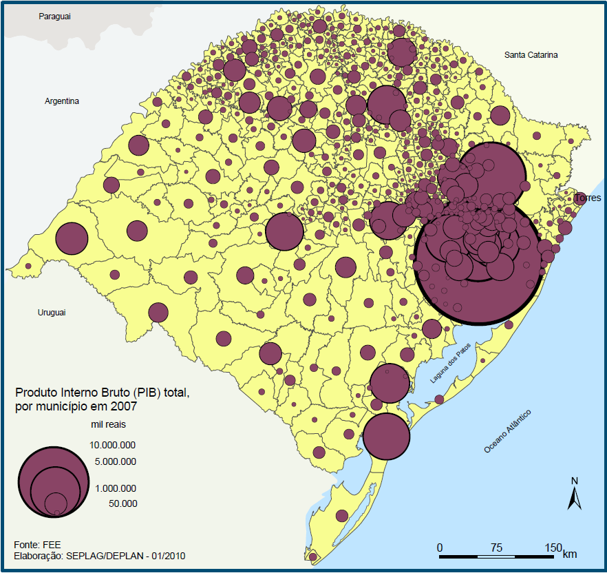 Figura 20 - Produto interno bruto (PIB) por município do RS 2007