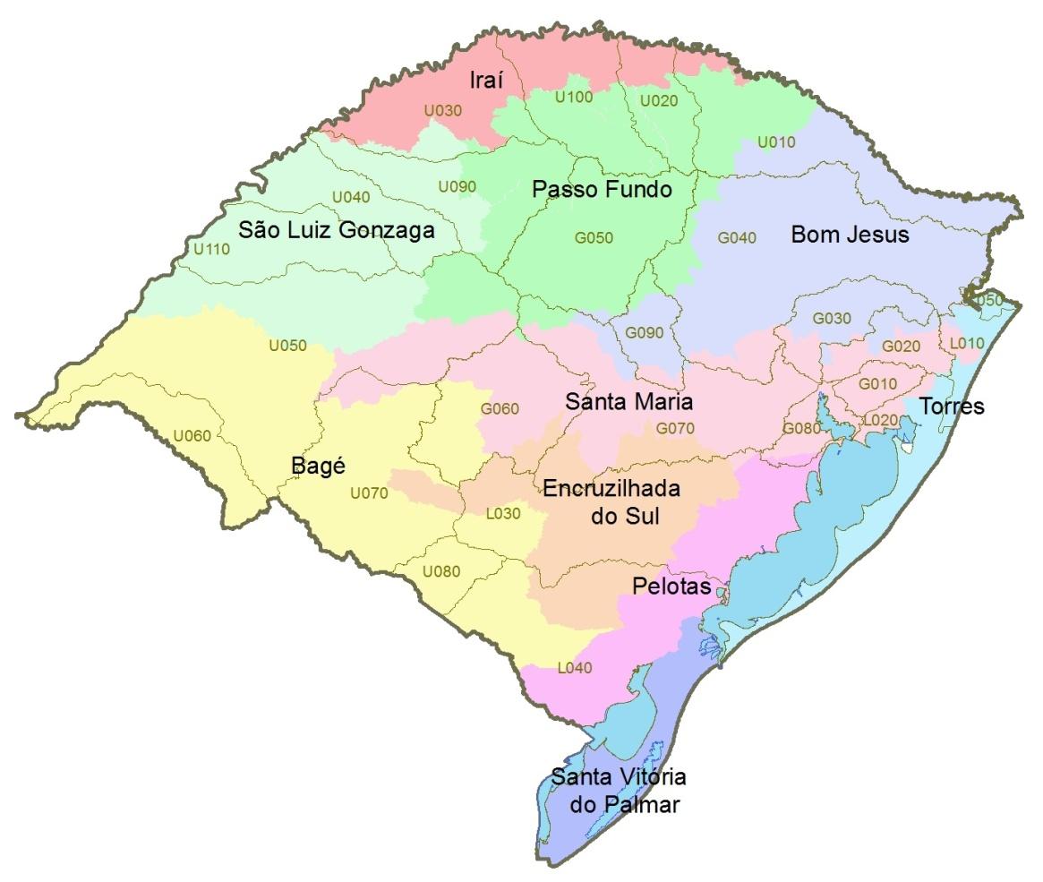 85 Figura 32 - Bacias hidrográficas e regiões de influência climática no RS (adaptadas) Fonte: Fonte: SAA/RS, Adaptado por Ecocell, 2009) A redução específica média