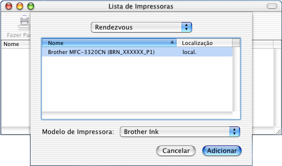 E Seleccione Encerrar Centro de Impressão no menu Centro de Impressão. Configurar o Aparelho C Seleccione Rendezvous. A instalação está concluída.