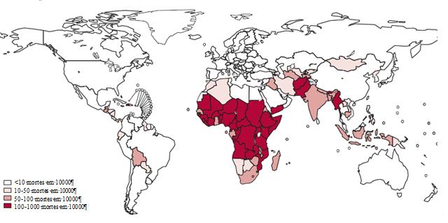 26 Figura 5 - Países com maior mortalidade em crianças menores de cinco anos de idade (Adaptada de TATE et.al 2012).