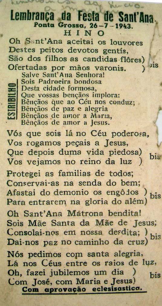 168 Figura 12 Lembrança da Festa de Sant Ana Fonte: Museu Campos Gerais Durante o período estipulado pelo trabalho, os registros paroquiais apontam para a realização de quatro casamentos durante as