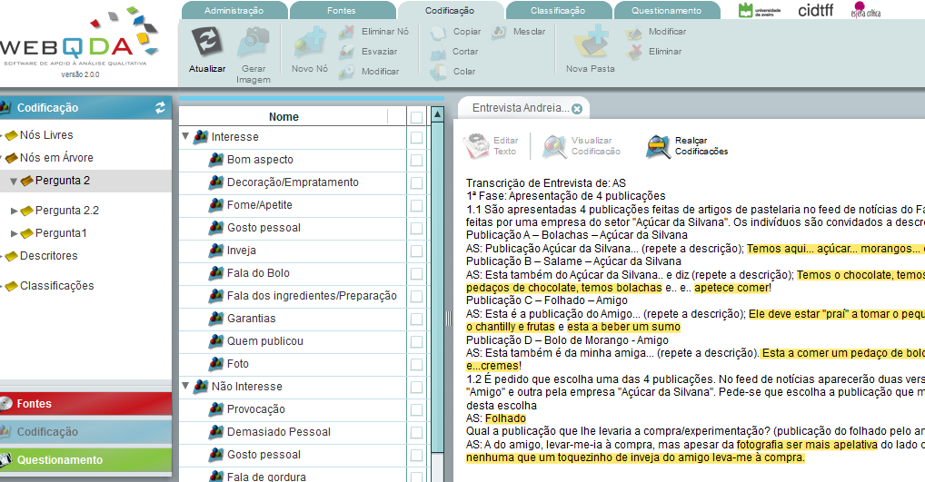 3º Utilizar as codificações nos textos é