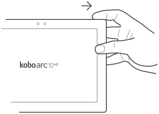 Como colocar e retirar seu Kobo Arc 10HD do modo de hibernação Você pode desligar seu Kobo Arc 10HD ou colocá-lo no modo de hibernação quando não estiver lendo. Ambos fazem sua bateria durar mais.