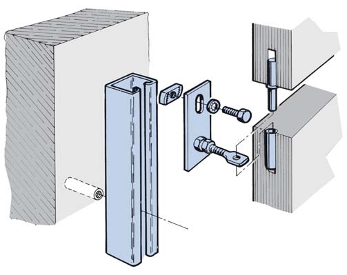 Estrutura vertical fixada com bucha destinada à paredes com enchimento de alvenaria com colocação na