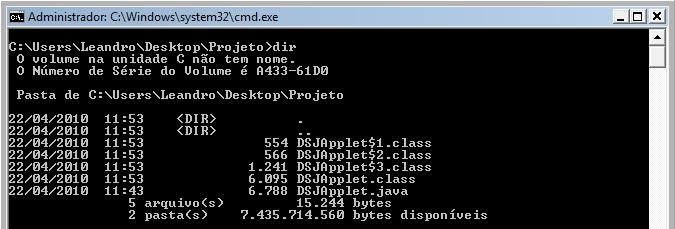 Compile a classe : javac DSJApplet.java Serão criados 4 arquivos.class. Crie um arquivo.jar com os arquivos com os.class gerados. jar cvf DSJApplet.jar *.