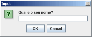 InputDialog Mostra uma caixa de diálogo solicitando que o usuário digite uma string Código exemplo import javax.swing.