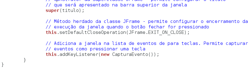 Eventos do teclado em Java