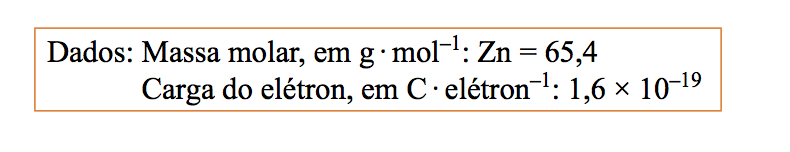 Constante de Avogadro obtida. Semirreação de redução que ocorre no catodo: Zn + (aq) + e -! Zn(s) Cálculo da constante de Avogadro.