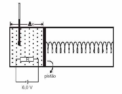 13) A figura adiante mostra um tubo cilíndrico com secção transversal constante de área S = 1,0 x 10-2 m 2 aberto nas duas extremidades para a atmosfera cuja pressão é P A = 1,0 x 10 5 Pa.