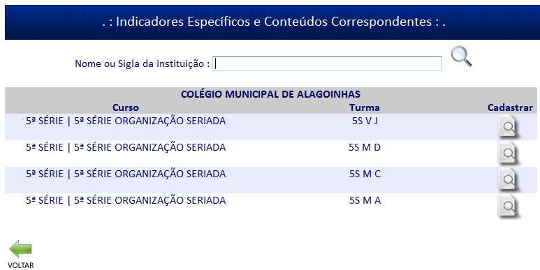 cadastrar os indicadores Lançar os dados do