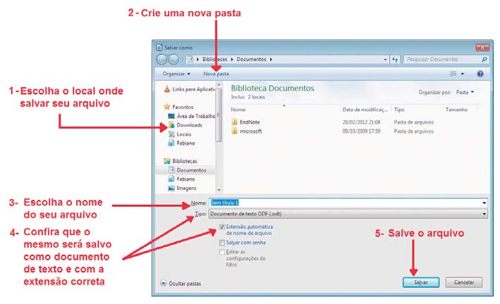 Figura 4.5 Salvar um arquivo. 6. Exportar como PDF: exporta o arquivo aberto para o formato PDF (Portable Document Format). 7. Visualizar página: visualiza a página na forma que será impressa. 8.