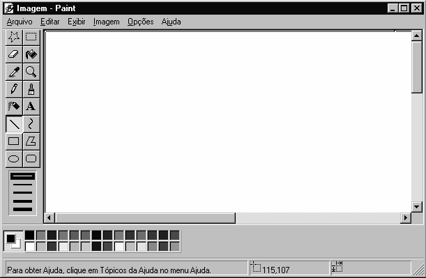 Paint Objetivo: Atividades para trabalhar com o manuseio do mouse Função: Criar e editar desenhos e imagens.