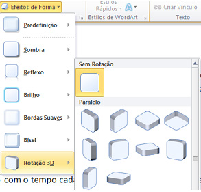 Além de aplicar o efeitos podemos mudar a cor do 3D, alterar a profundidade, a direção, luminosidade e superfície.